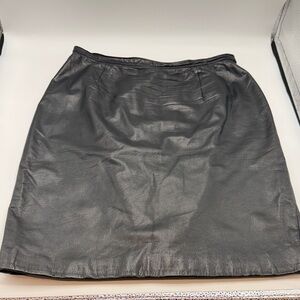 Vintage Tannery West Black Leather Pencil Skirt 12